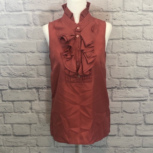 J. Crew Tops - EUC J. Crew Ruffle Collar Sleeveless Silk Blouse